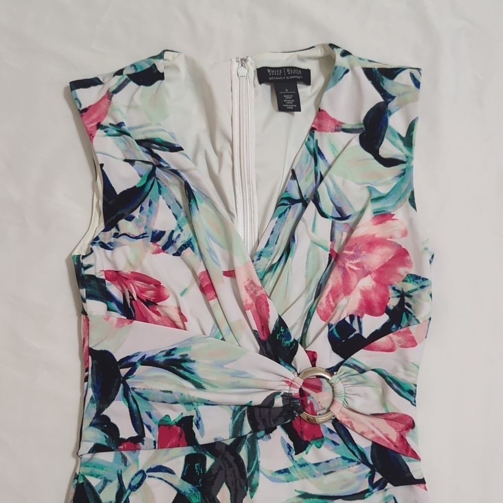 White House Black Market Sleeveless Mini Dress, Color White/Floral Size 0 - Picture 2 of 13